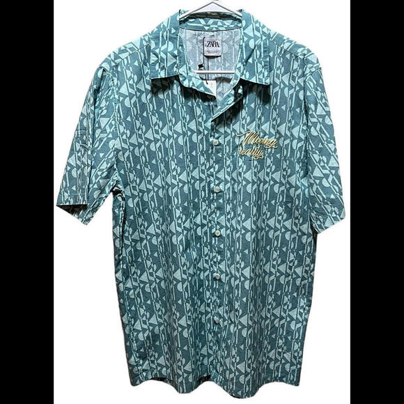Mens‎ ZARA Abstract Short Sleeve Shirt SIZE M NWT - Picture 1 of 4